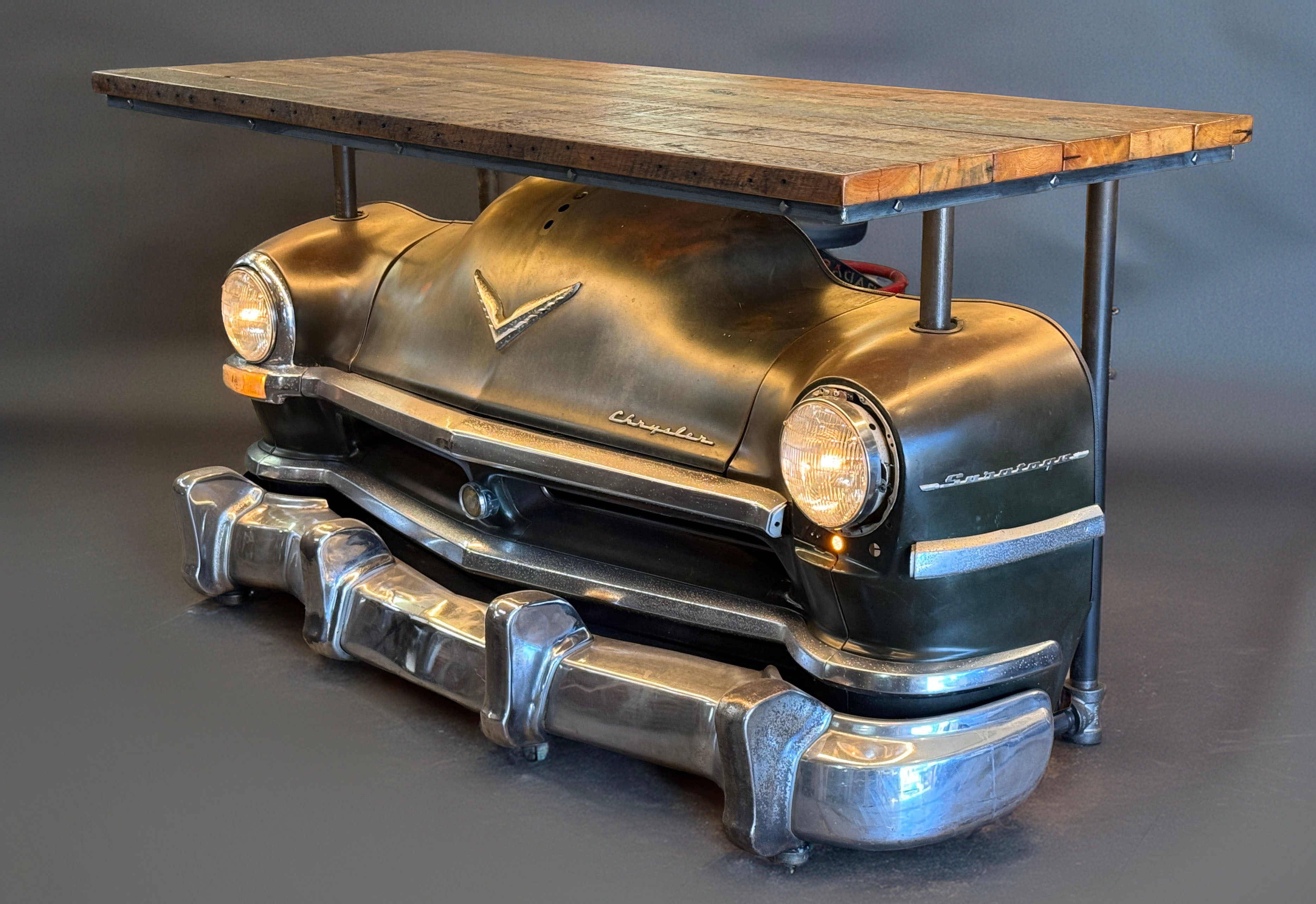 Steampunk Industrial  1951 Chrysler Saratoga Bar with Barnwood Top #5545