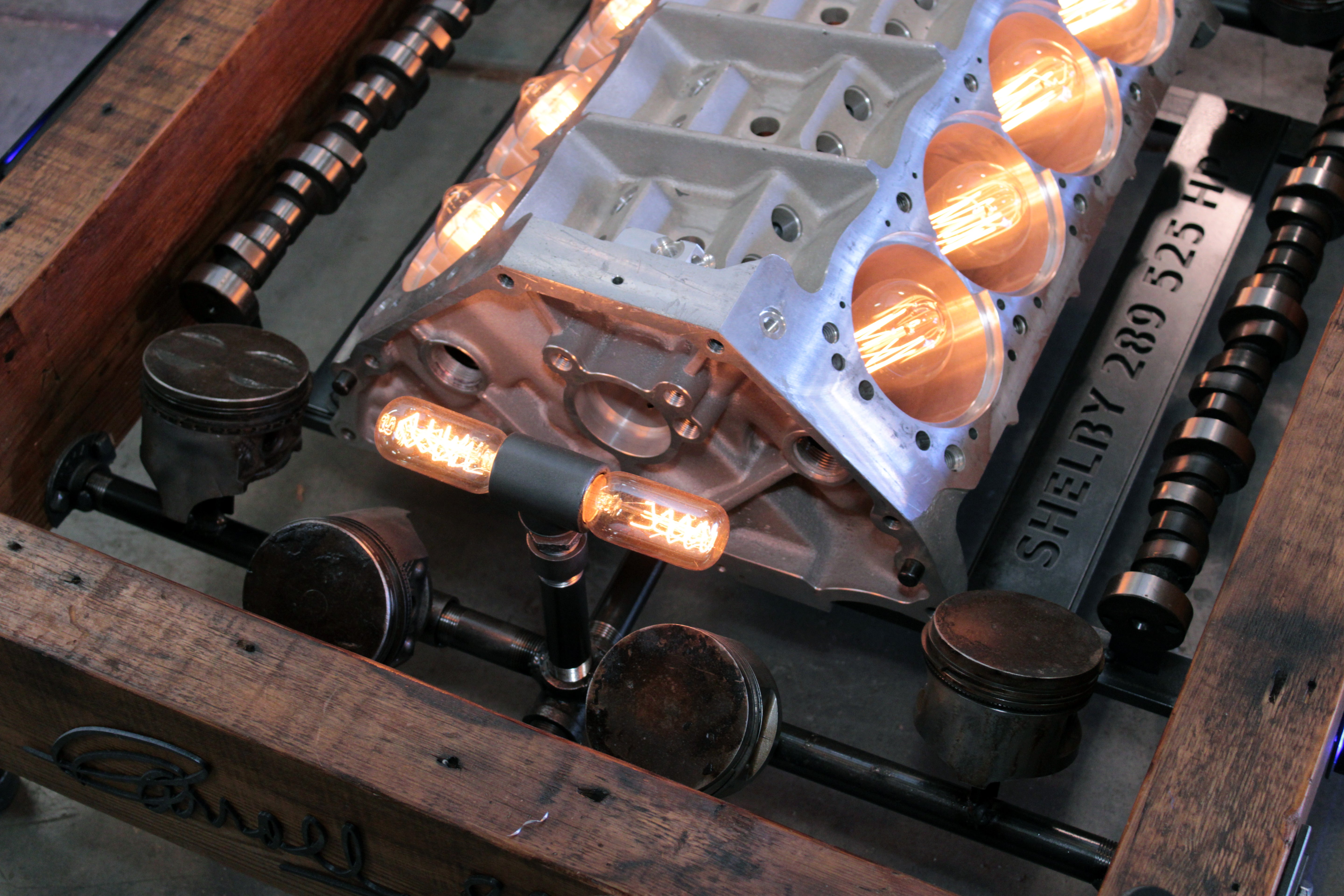 Steampunk Industrial Carroll Shelby 289 Engine Coffee Table #4572