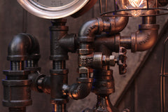Steampunk Industrial / Steam Gauge Lamp  / Webster NJ / Gear  /  Lamp #4598