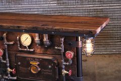 Steampunk Industrial Table / Pub, sofa console / Antique Furnace Door / Barnwood / Table #4350
