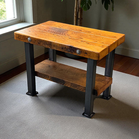 Steampunk Industrial / Classic 2" tube Frame Table / Barnwood Top / Table #5001