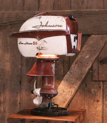 Steampunk Industrial / Antique Johnson Boat Motor / Nautical / Marine / Cabin / Lamp #4111 sold