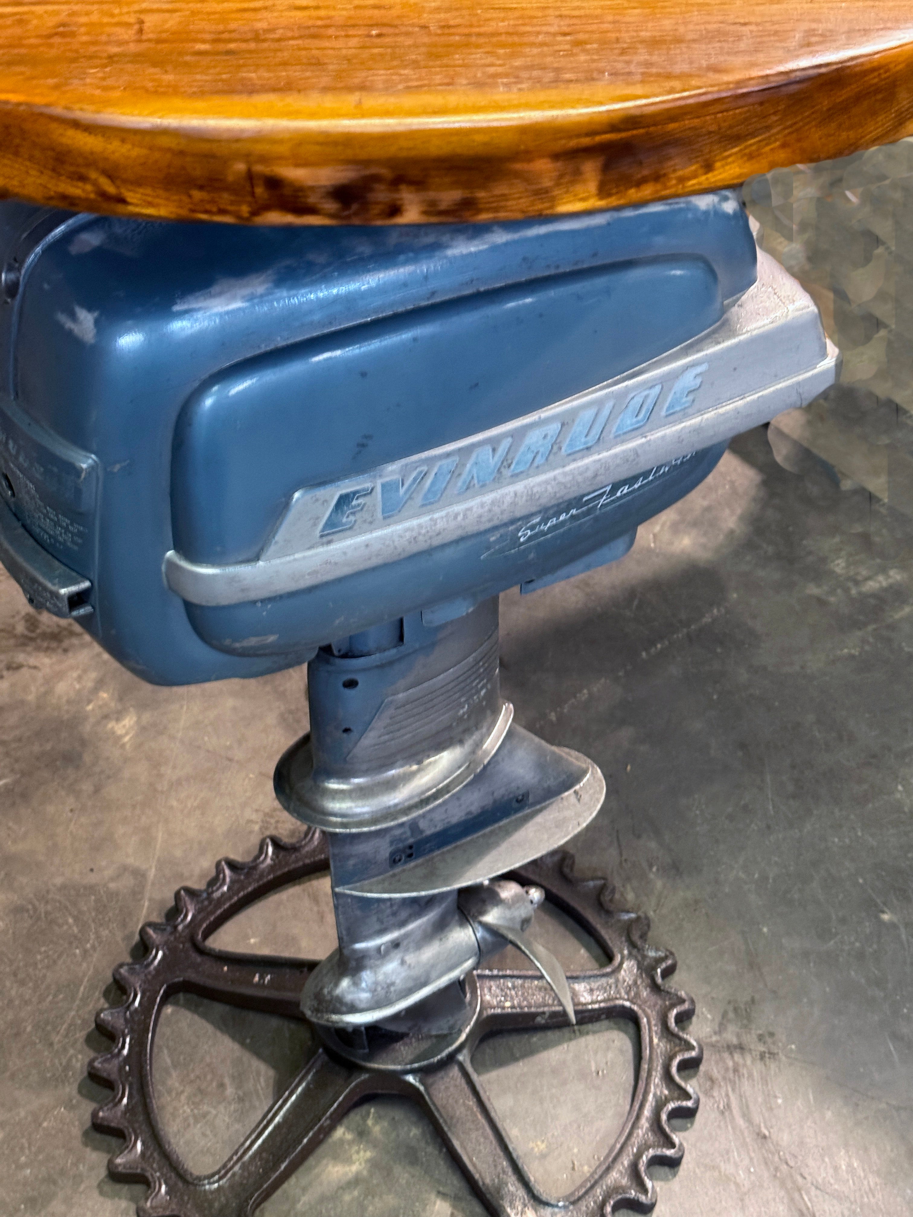 Steampunk Industrial / Antique Evinrude Boat Motor / Nautical / Marine / Cabin / Pub Table / #4385