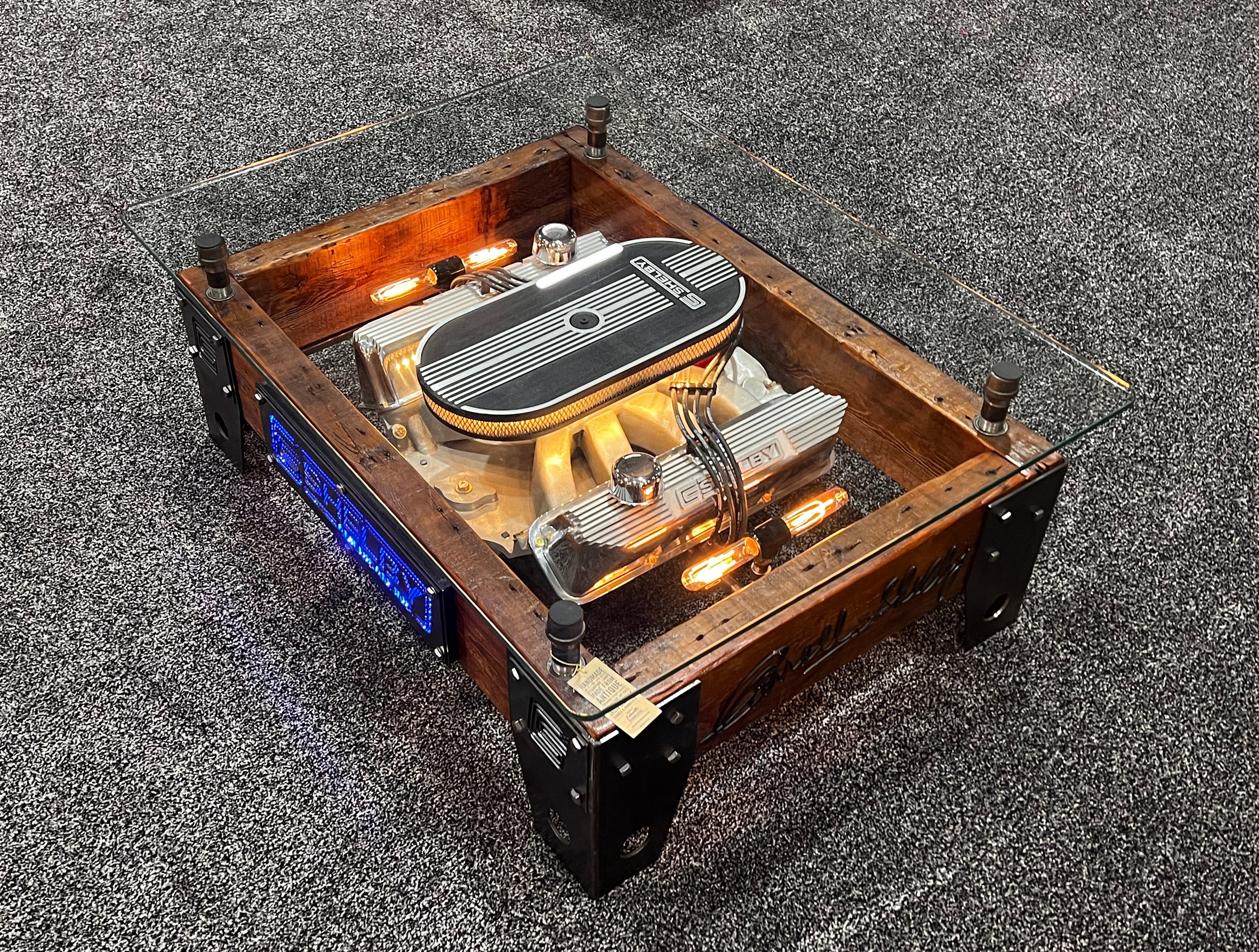 Steampunk Industrial / Carroll Shelby / 427 Manifold / Valve Cover / Automotive / coffee Table #4250