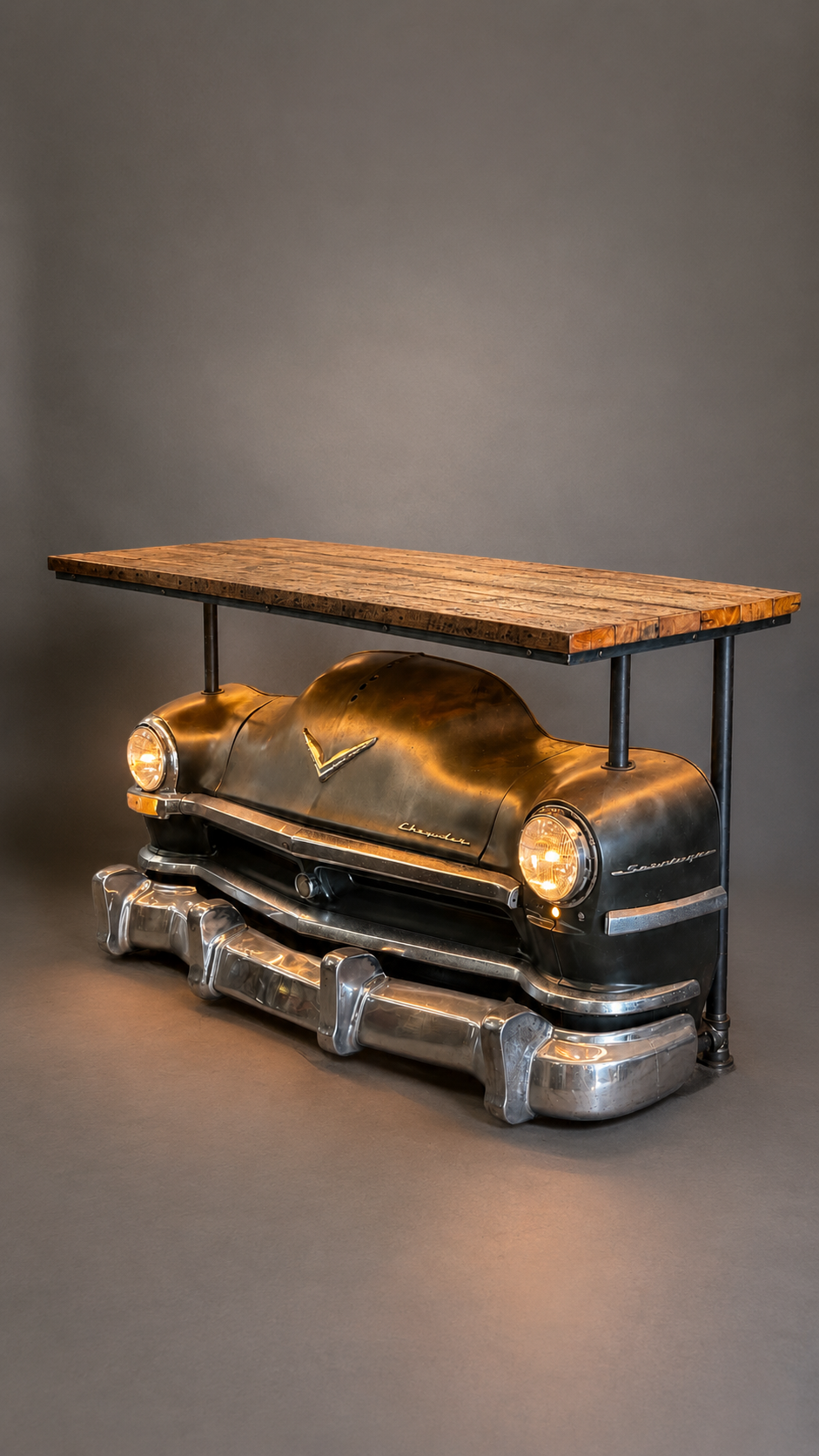 Steampunk Industrial  1951 Chrysler Saratoga Bar with Barnwood Top #5545
