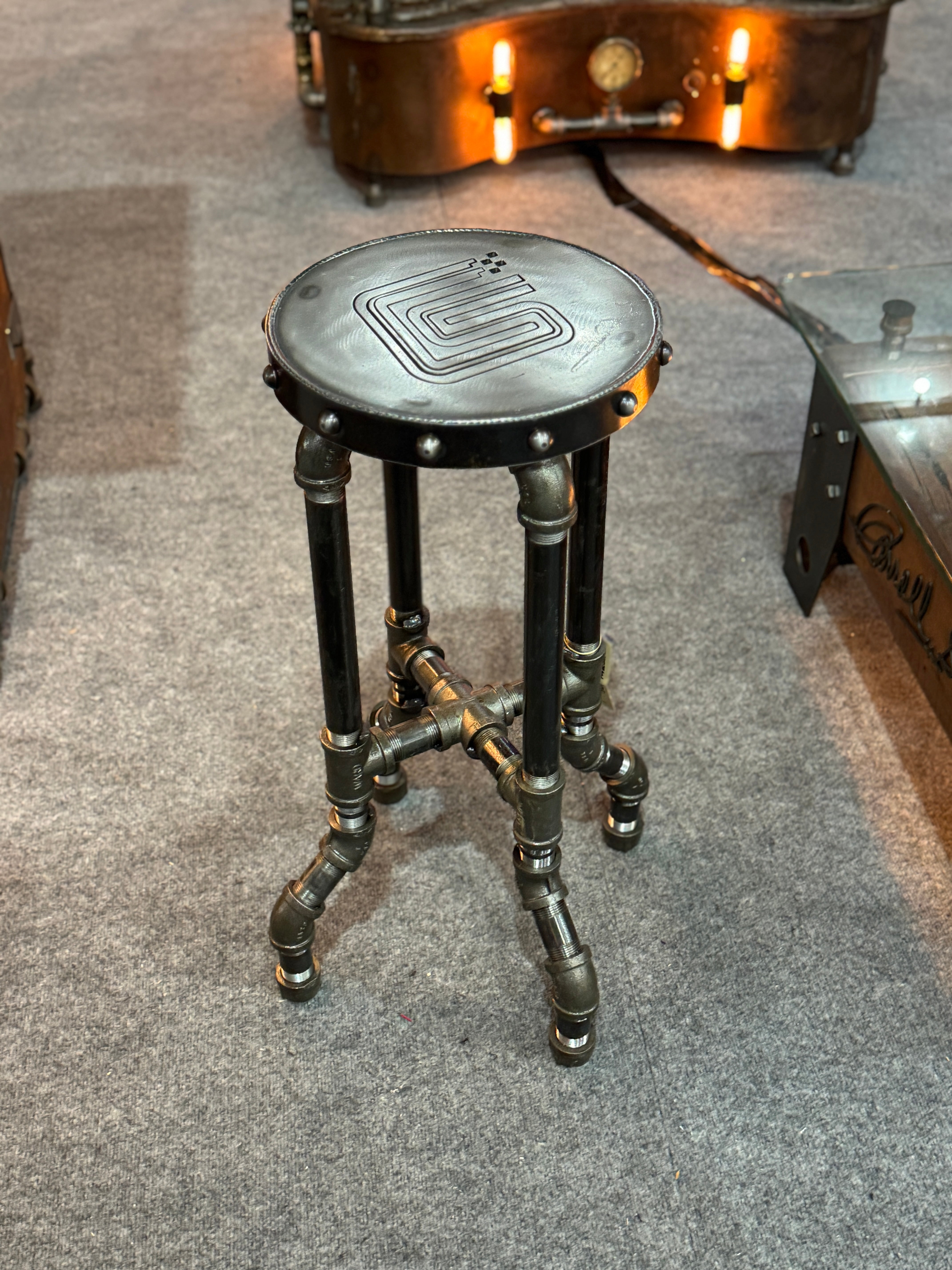 Steampunk Industrial / Carroll Shelby heritage, barstools / Stool / Bar /  #4401