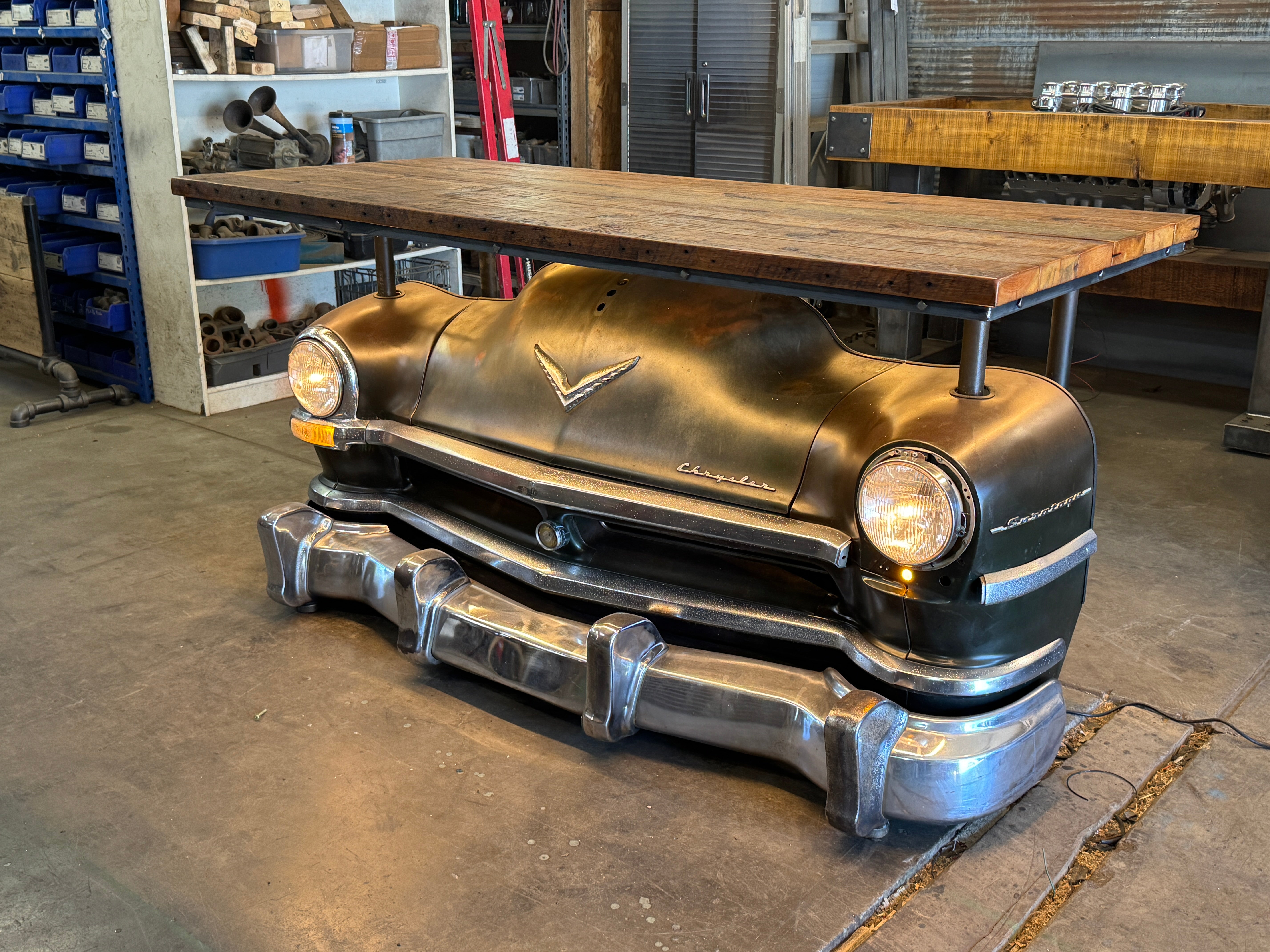 Steampunk Industrial  1951 Chrysler Saratoga Bar with Barnwood Top #5545