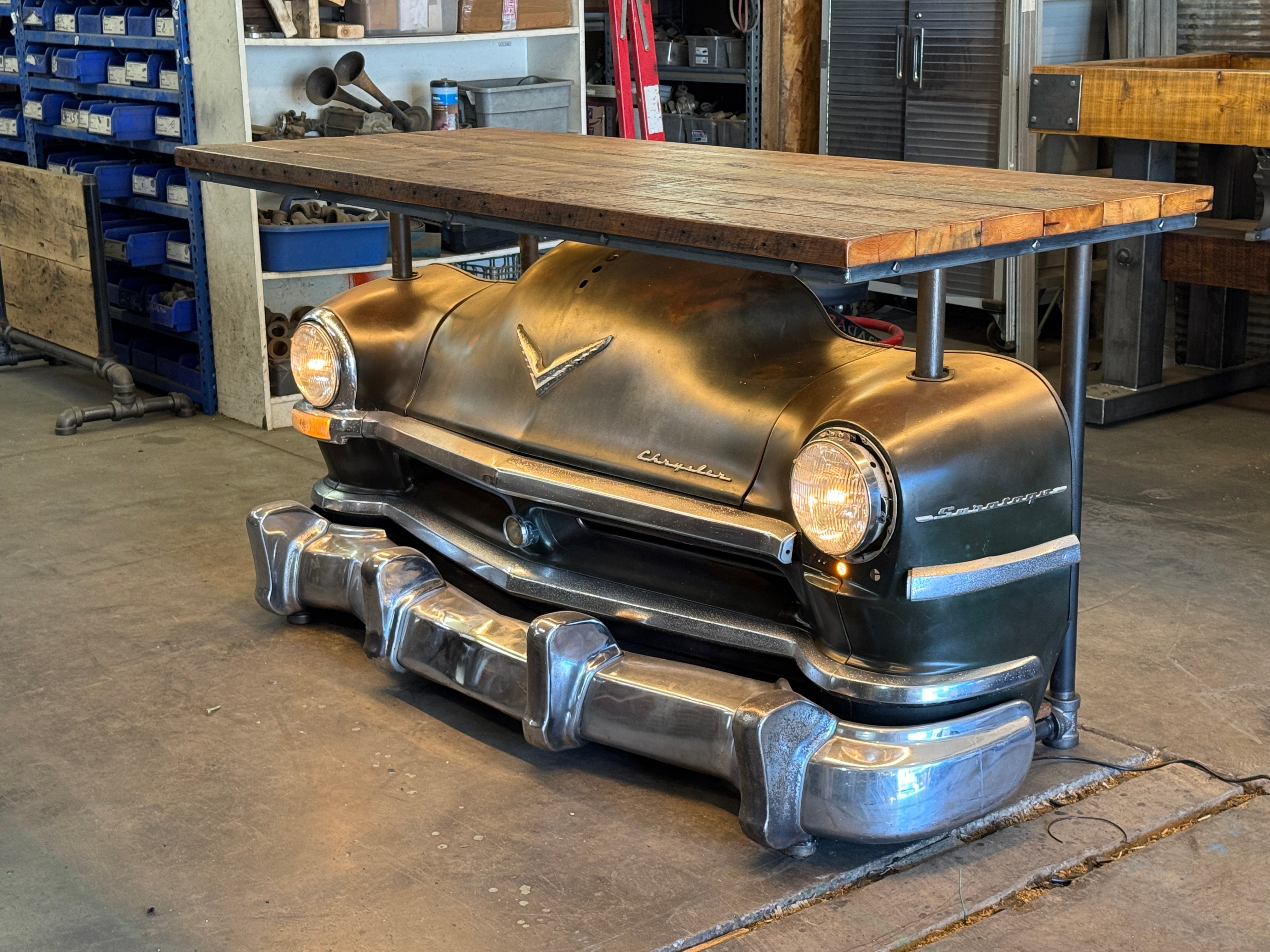 Steampunk Industrial  1951 Chrysler Saratoga Bar with Barnwood Top #5545