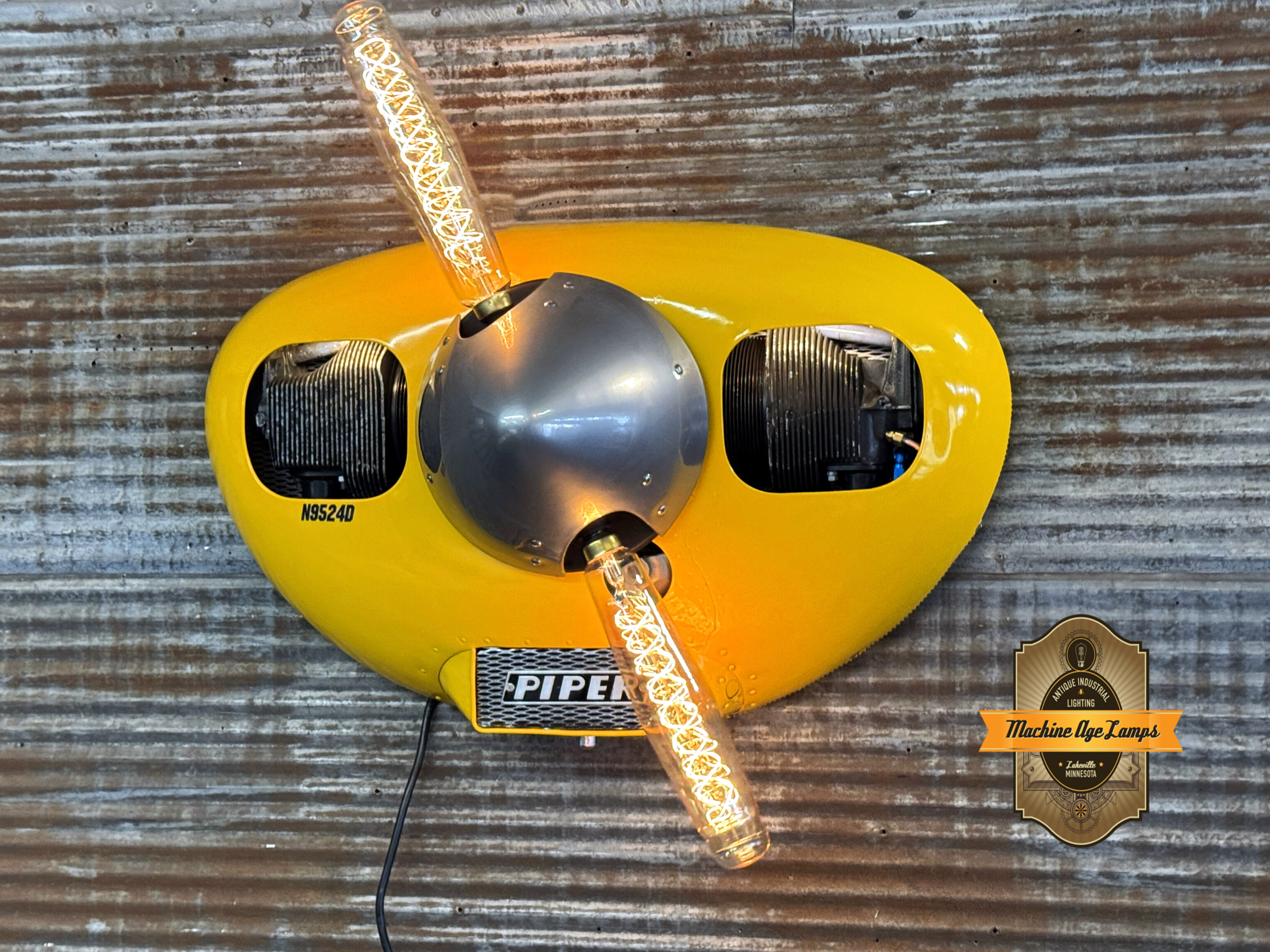 Steampunk Industrial / Aviation / Wall Light Lamp / Piper Tri-Pacer  / Airplane Cowling / Lamp #dc217