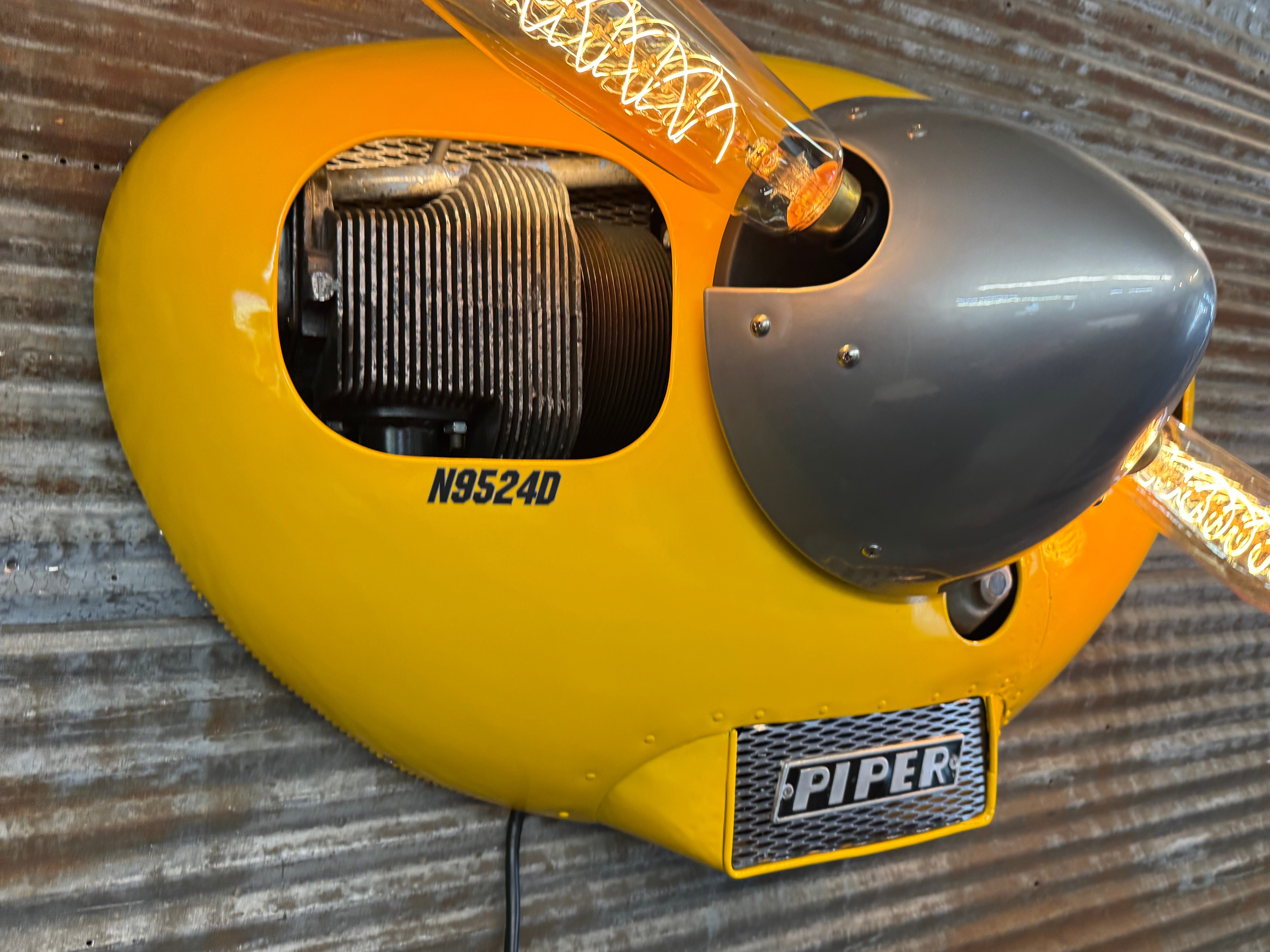 Steampunk Industrial / Aviation / Wall Light Lamp / Piper Tri-Pacer  / Airplane Cowling / Lamp #dc217