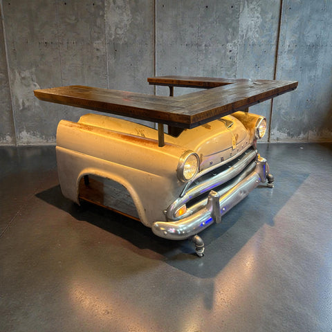 Steampunk Industrial 1954 Hudson Jet  Bar with Barnwood Top Table Automotive