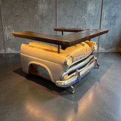 Steampunk Industrial 1954 Hudson Jet  Bar with Barnwood Top Table Automotive