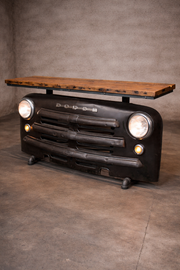 Steampunk Industrial / 1949 Dodge Truck Front End  / Bar / Barn Wood Top / Automotive / Table