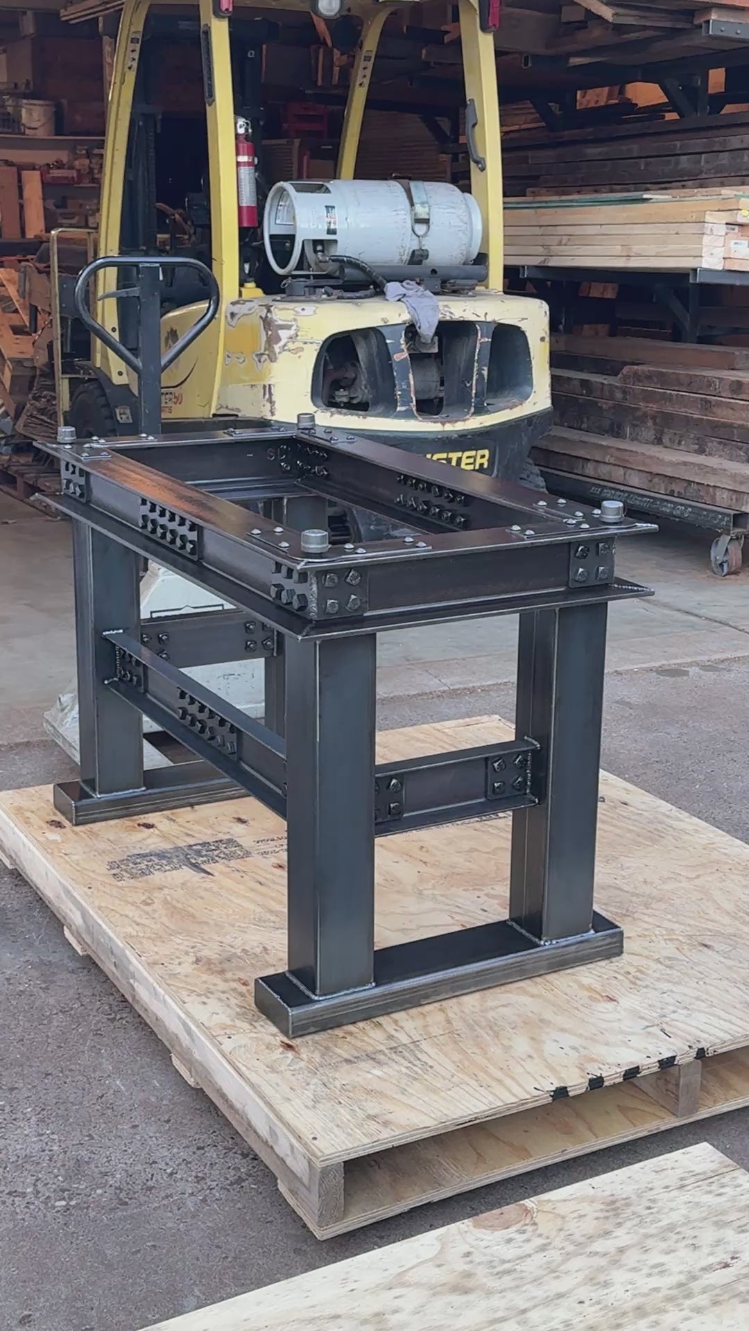 Load video: Steampunk Industrial Table / Desk / Classic I-Beam Desk / Table 31" tall