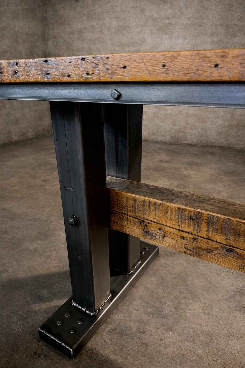 Steampunk Industrial / Barnwood Desk Table / Steel Legs / Antique Cabin Timber / Desk / Table #4787