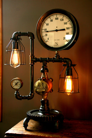 Machine Age Steam Gauge Lamp #45 SOLD