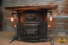 Steampunk Industrial Table / Antique Ideal Furnace Boiler / Barn wood / Console Hallway / Table #1726 sold