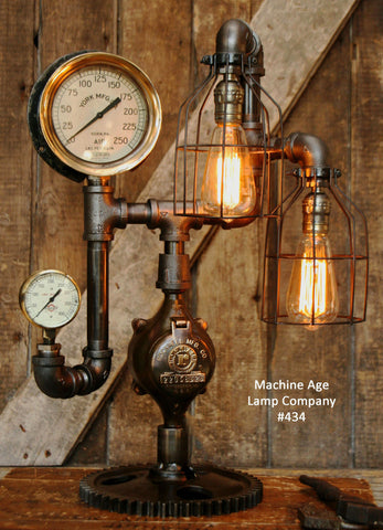 Steampunk Industrial, Steam Gauge Lamp, #434 - SOLD