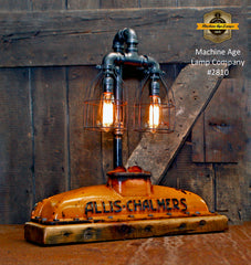 Steampunk Industrial / Allis Chalmers Tractor Radiator / Farm / Barnwood Base Lamp Light #2810 sold