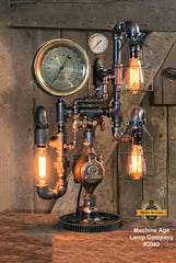 Steampunk Industrial / Machine Age Lamp / Antique Steam Gauge  / Lamp #3080