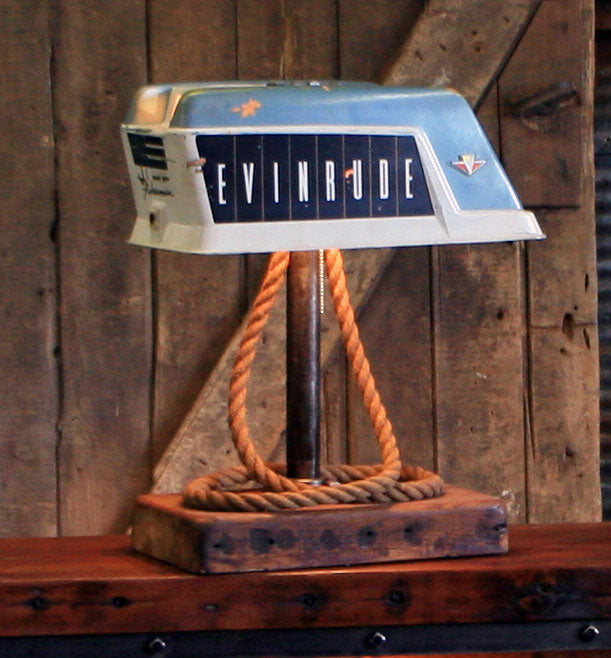 Steampunk Industrial / Antique Evinrude Boat Motor / Nautical / Marine / Cabin / Lamp #2499