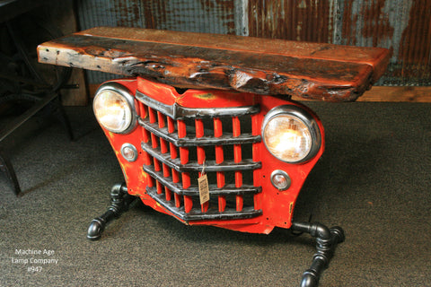 Steampunk Industrial Table, Jeep Willys Console Table, #947