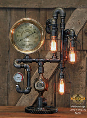 Steampunk Industrial Machine Age Lamp / Steam Gauge / Gear / Nordberg / Wisconson / Lamp #2203