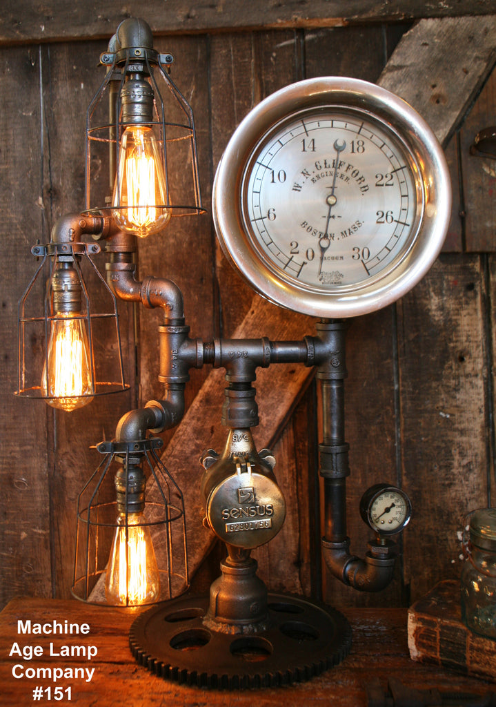 Steampunk Lamp Brass Steam Gauge - #151 - SOLD