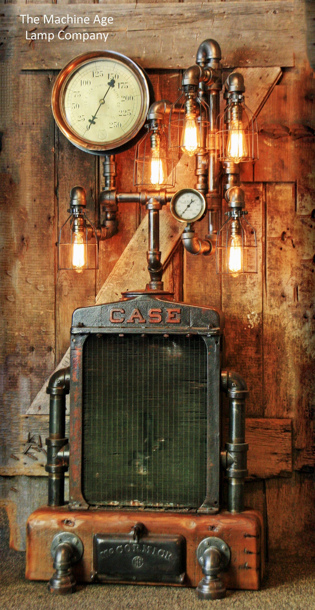 Steampunk Industrial , Antique Case Radiator Floor Lamp Farm  - #627