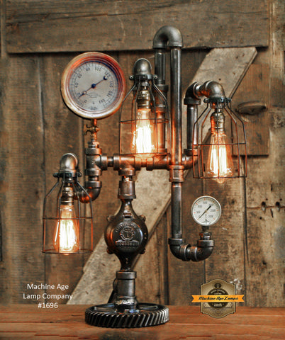 Steampunk Industrial / Steam Gauge Lamp / Railroad / Train / #1696 sold