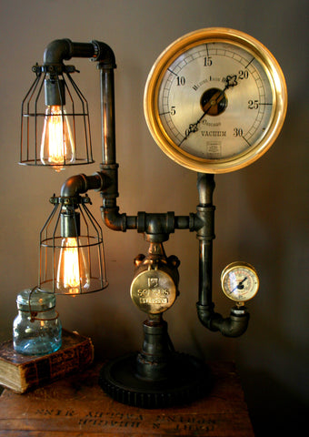 Machine Age Steampunk Steam Gauge Lamp  #44 -SOLD