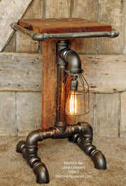Steampunk Barn Wood Industrial Table Stand Floor 1