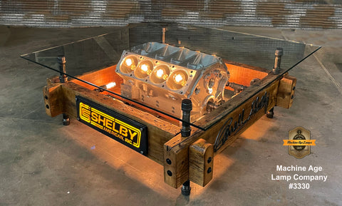Steampunk Industrial / Carroll Shelby / 427 Engine Block  / Automotive / Barnwood / coffee Table #3330