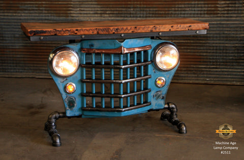 Steampunk Industrial / Automotive / Original vintage 50's Jeep Willys Grille / Table Sofa Hallway / Table #2511