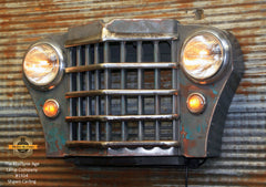 Steampunk Industrial Light / Antique CJ Willys Jeep Grille / Wall Sconce Hanger / Lamp #1914
