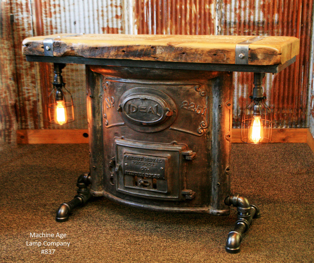 Steampunk Industrial Boiler Door Console Table or lamp Stand, #837 - SOLD