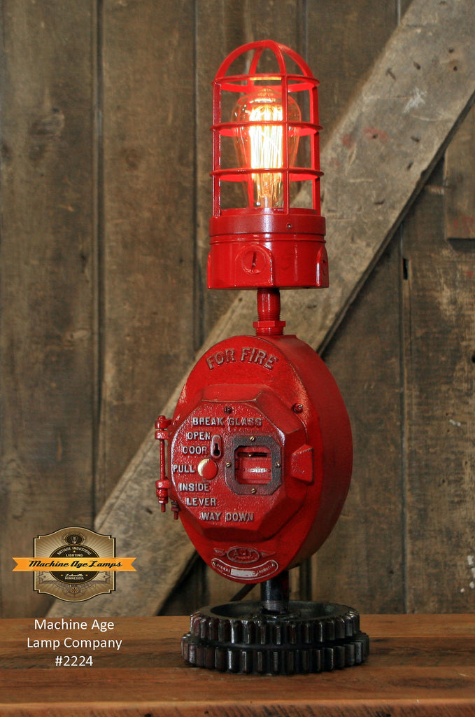 Steampunk Industrial Machine Age Lamp / Fireman / Police / Antique Call box / Alarm / Lamp #2224