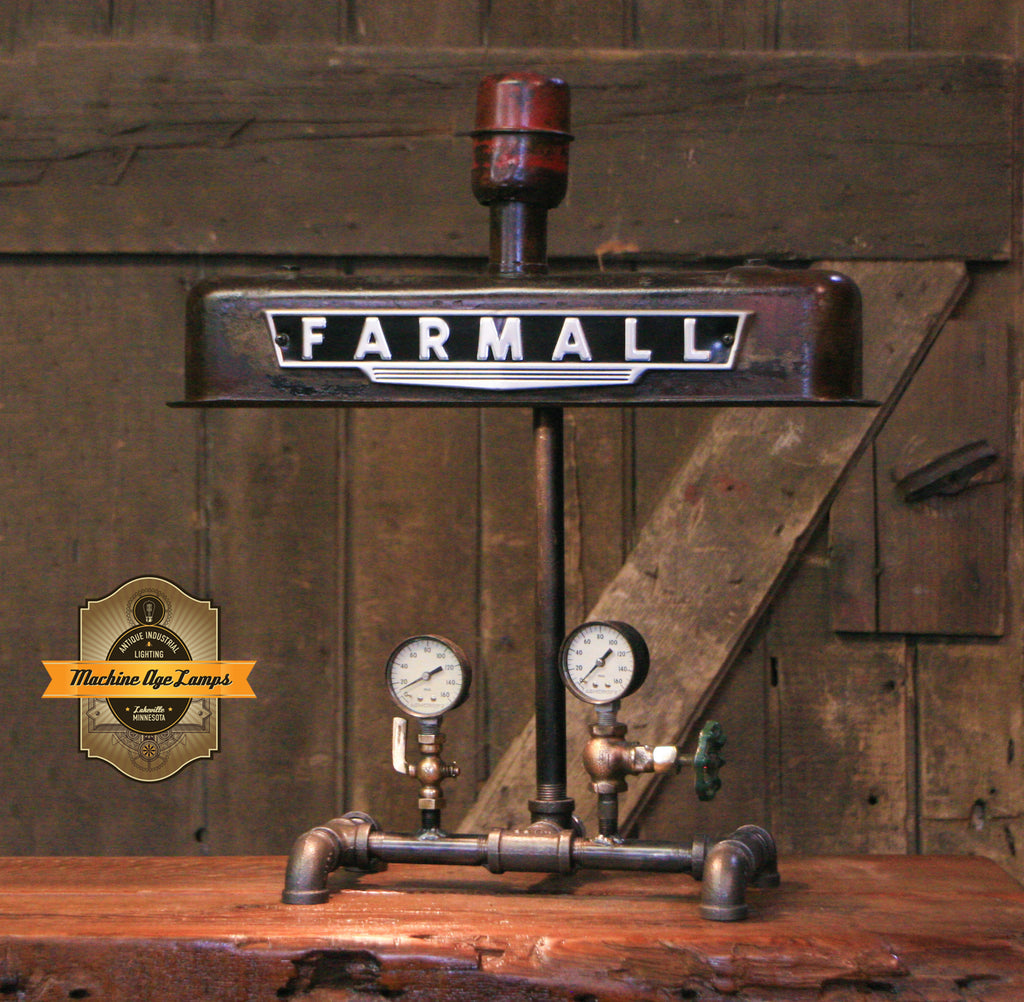 Steampunk Lamp, Antique Farmall Tractor Valve Cover Farm Lamp #4040