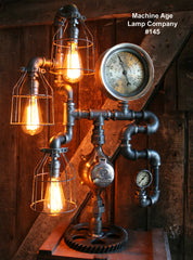 Steampunk Lamp, Steam Gauge Industrial #145 - SOLD