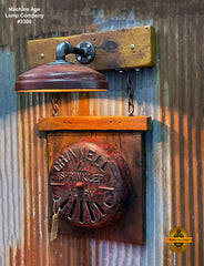 Steampunk Industrial / Grinnell Fire Alarm  / Wall Sconce / Barnwood  / Fireman / Lamp #3306