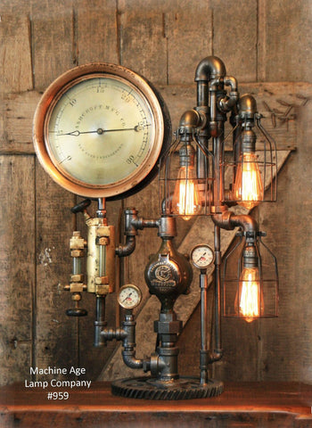 Steampunk Indisturl, Ashcroft Steam Gauge Lamp New York #959 - Sold