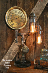 Steampunk Lamp W/ Antique Industrail Steam Gauge #168 - SOLD
