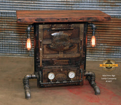 Steampunk Industrial / Stove Boiler Door Table / Console / Steam Gauge / Barn wood / #1607 sold