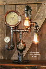 Steampunk Industrial Steam Gauge Lamp, #1206 -sold