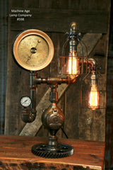 Steampunk Industrial Steam Gauge, Gear Desk Lamp, #598 sold
