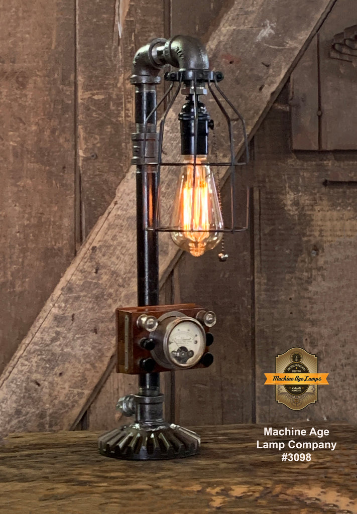 Steampunk Industrial / Antique Electrical Meter / Gear / Lamp /  #3098
