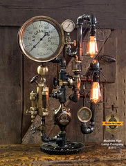Steampunk Industrial / Steam Gauge Lamp / New York / Oiler / Lamp #3117