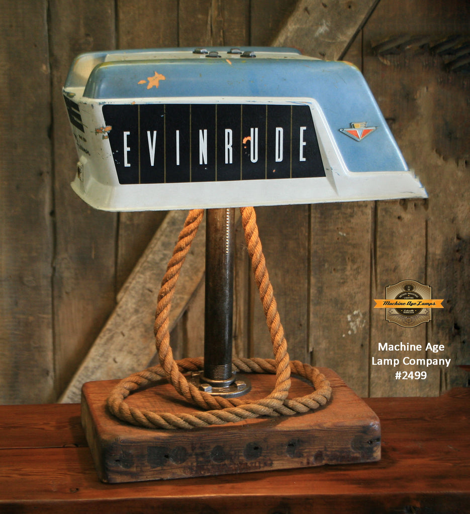Steampunk Industrial / Antique Evinrude Boat Motor / Nautical / Marine / Cabin / Lamp #2499