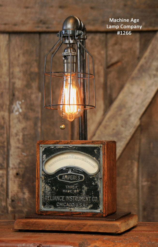 Steampunk Industrial / Antique Electrical Meter / Gear / Lamp / #1266 - SOLD