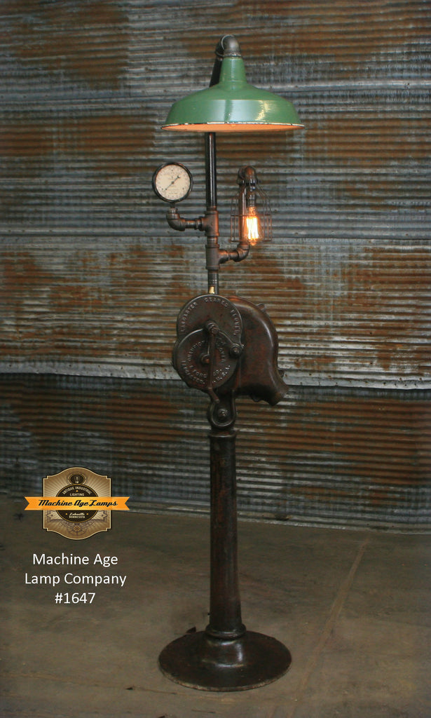 Steampunk Industrial Floor Lamp / Antique Blacksmith Blower / Lancaster PA / Lamp #1647 sold
